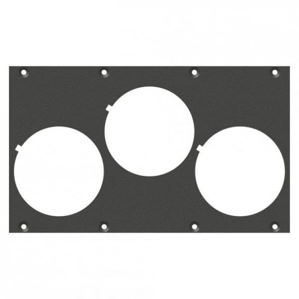 Frontblech 3 x Schuko-SNAP-In-Loch, 2 HE, 4 BE für SYS-Gehäuseserien, verzinktes Stahlblech, Farbe: